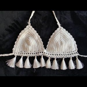 white tassel bikini
